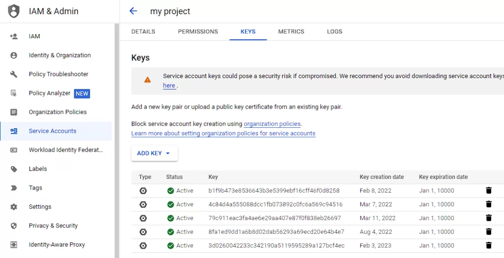my project – Keys